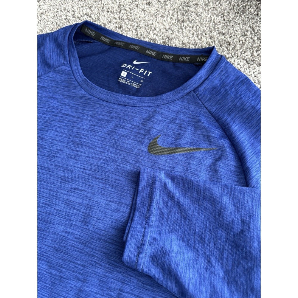 Nike Dri-FIT Shirt Mens‎ Small Blue 3/4 Sleeve Baseball Athletic